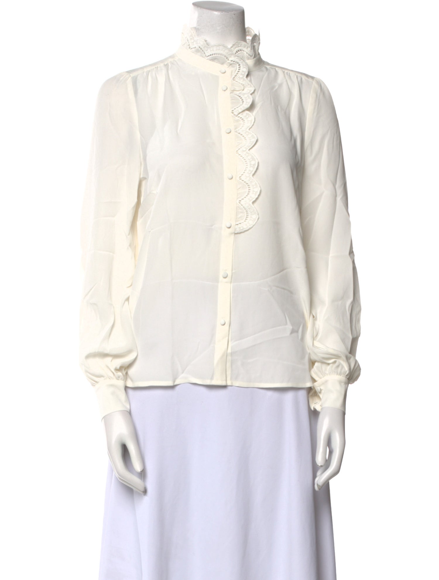 Sézane Silk Mock Neck Button-Up Top w/ Tags