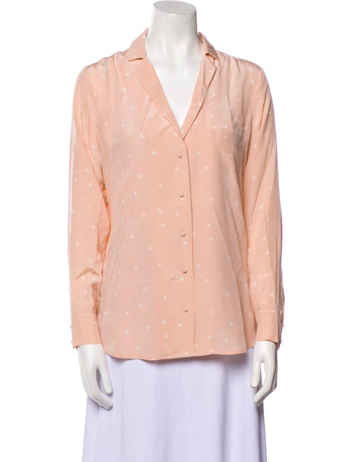 Sézane Silk Polka Dot Print Button-Up Top