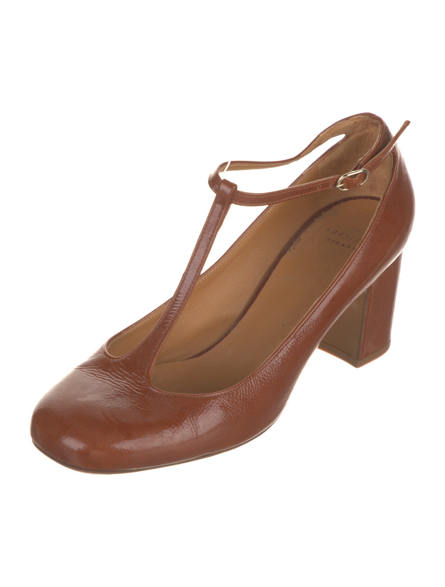 Sézane Leather T-Strap Pumps