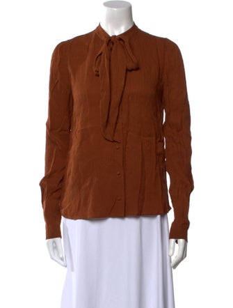 Sézane Silk Long Sleeve Button-Up Top