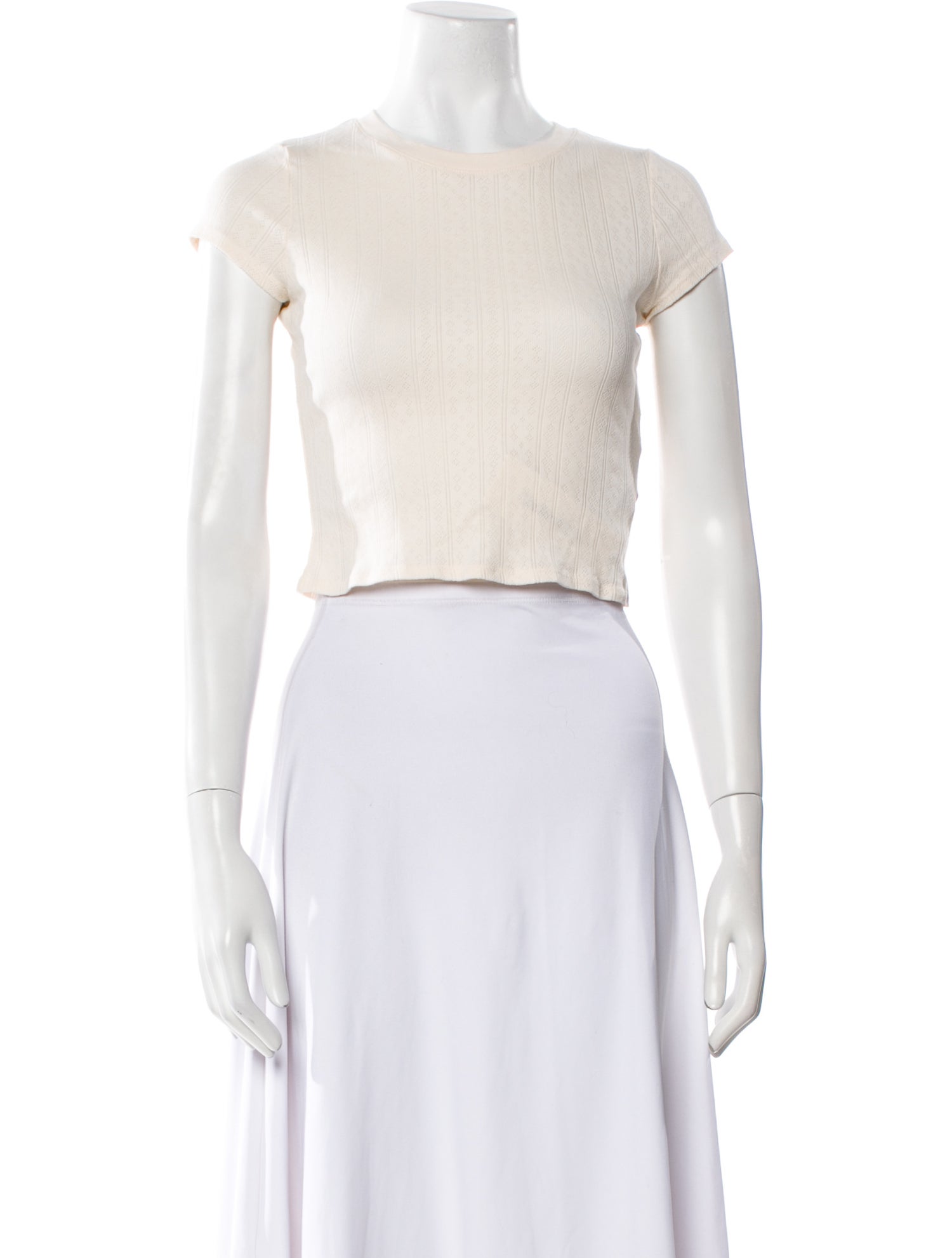 Sézane Bateau Neckline Short Sleeve Crop Top