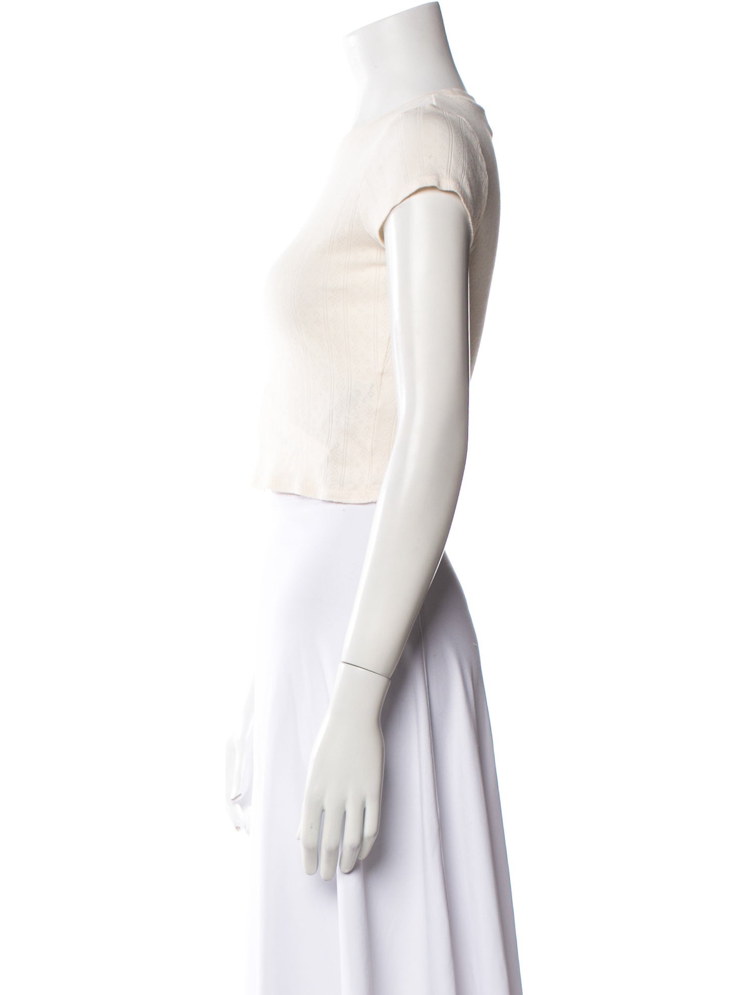 Sézane Bateau Neckline Short Sleeve Crop Top