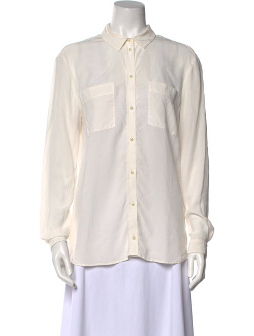 Sézane Silk Long Sleeve Button-Up Top