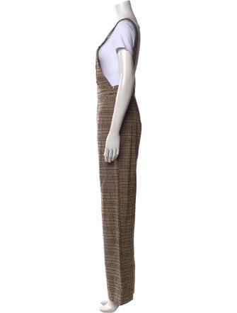 Sézane Plaid Print Square Neckline Jumpsuit