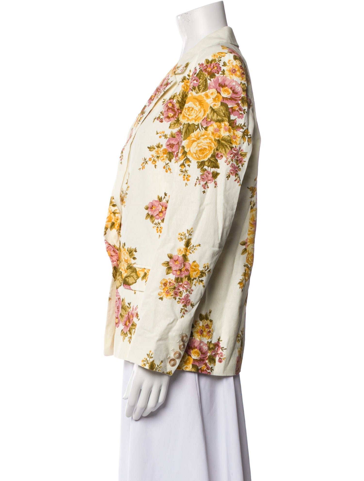 Sézane Linen Floral Print Blazer