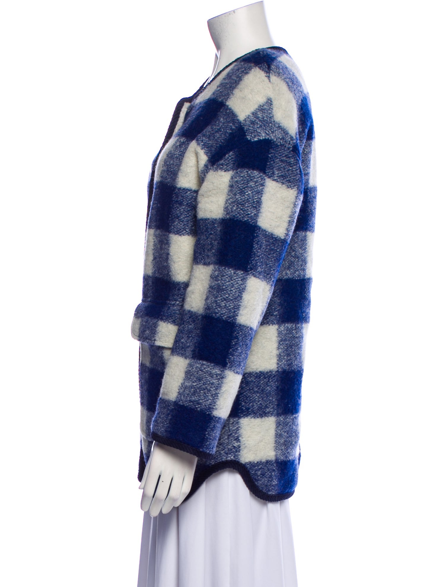 Sézane Wool Plaid Print Coat