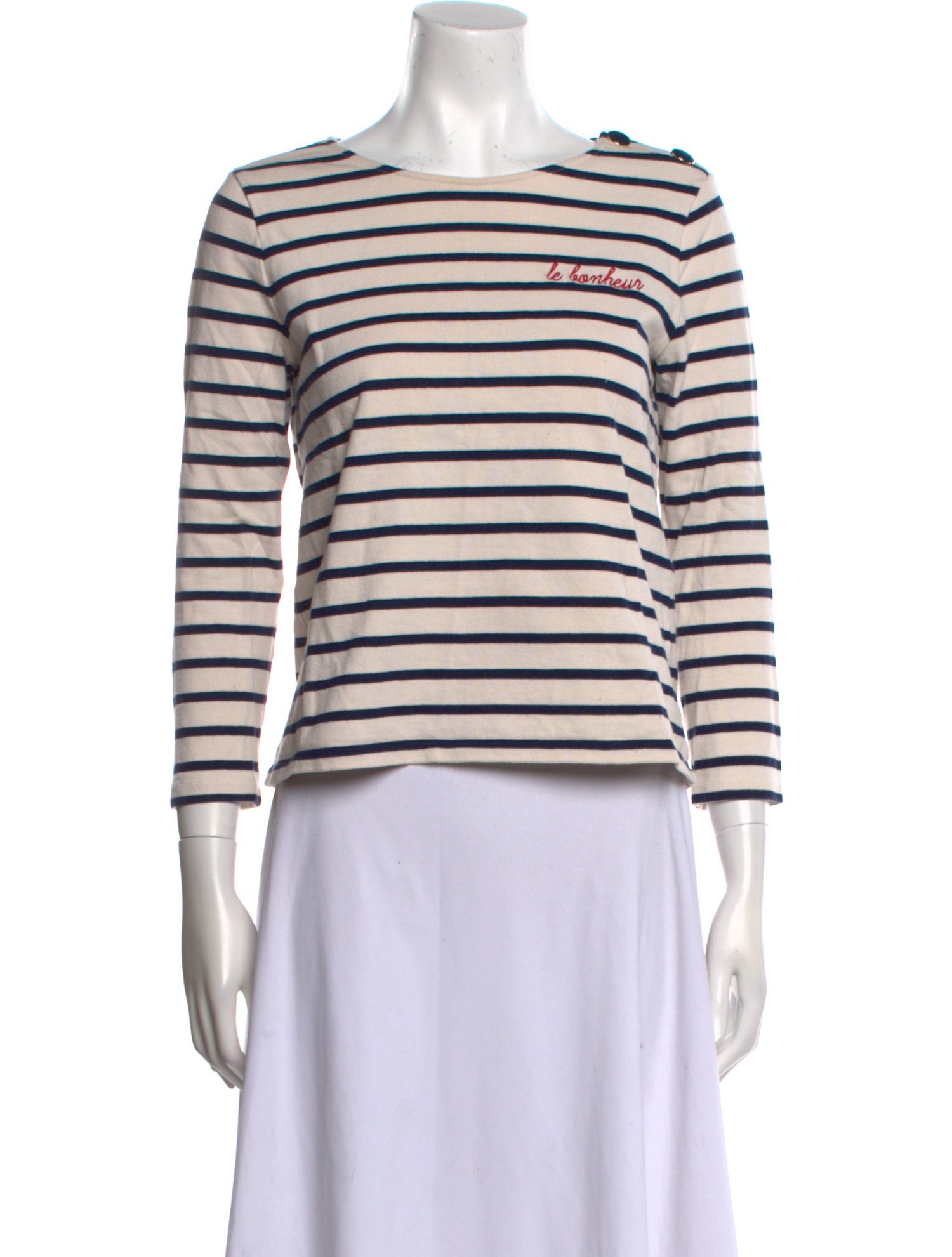 Sézane Striped Crew Neck Crop Top