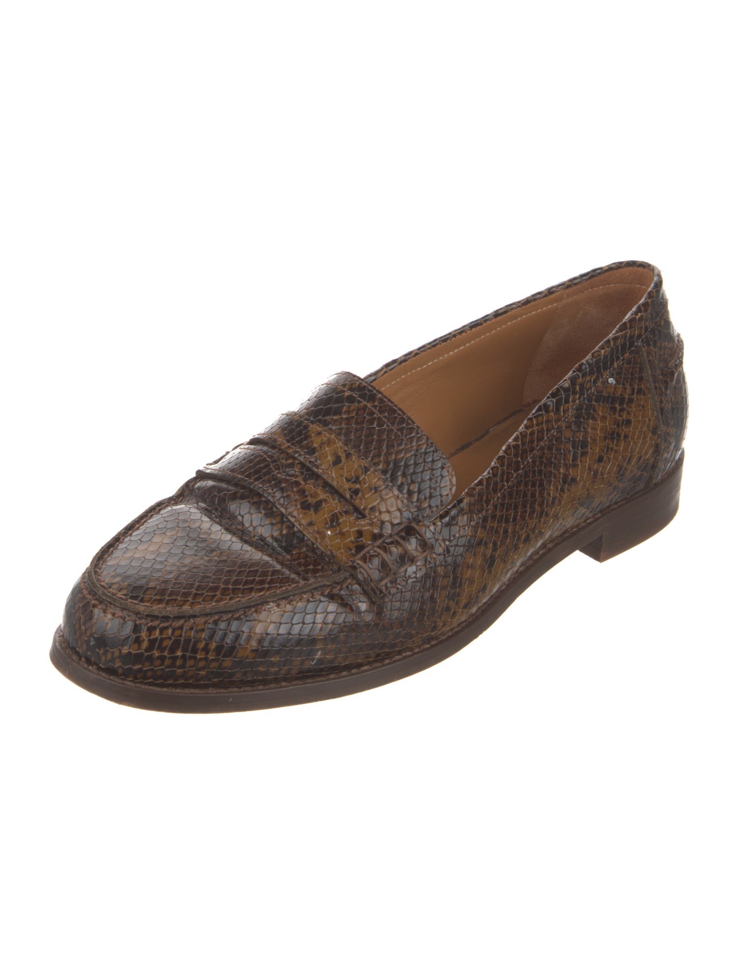 Sézane Leather Animal Print Loafers