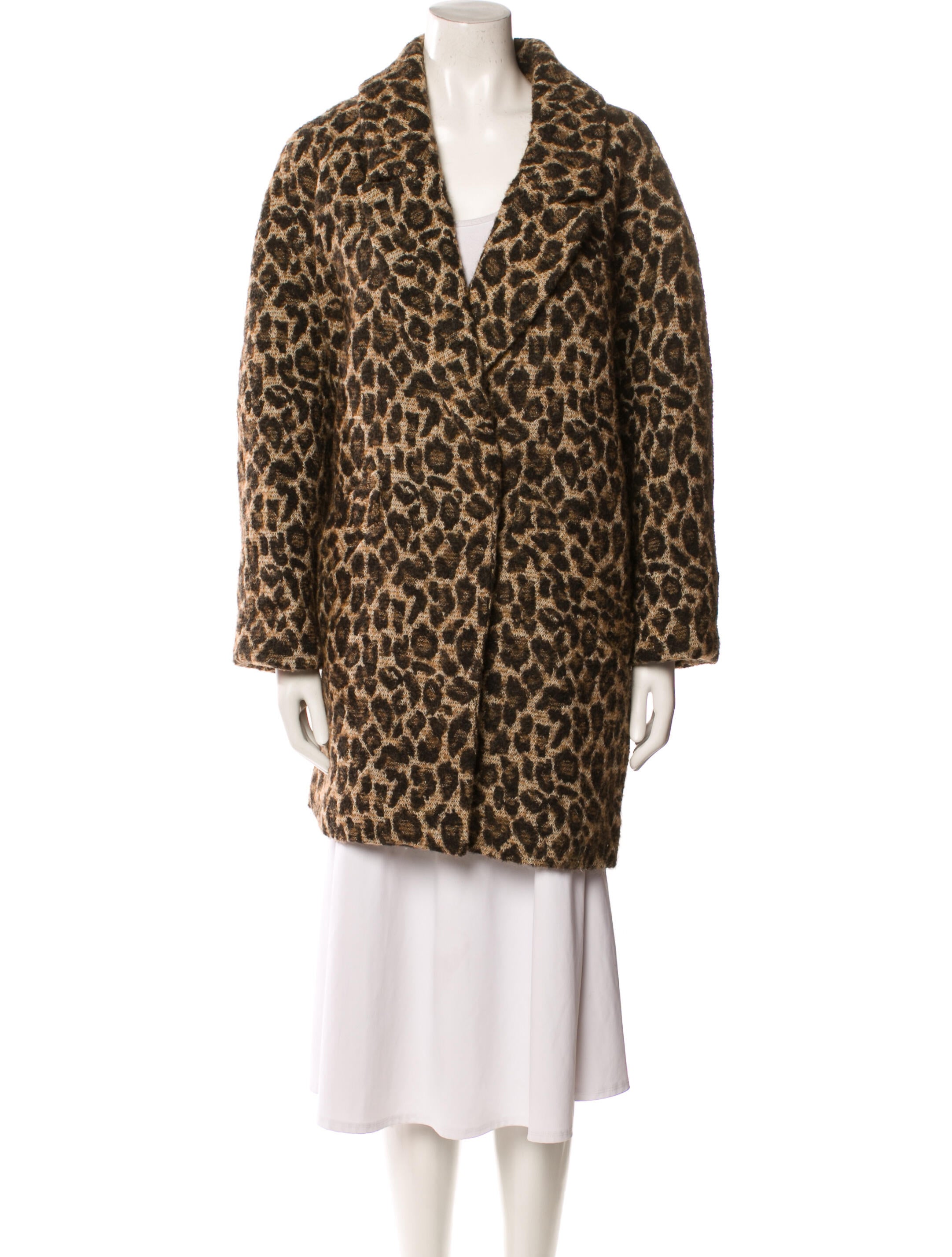 Sézane Animal Print Fur Coat