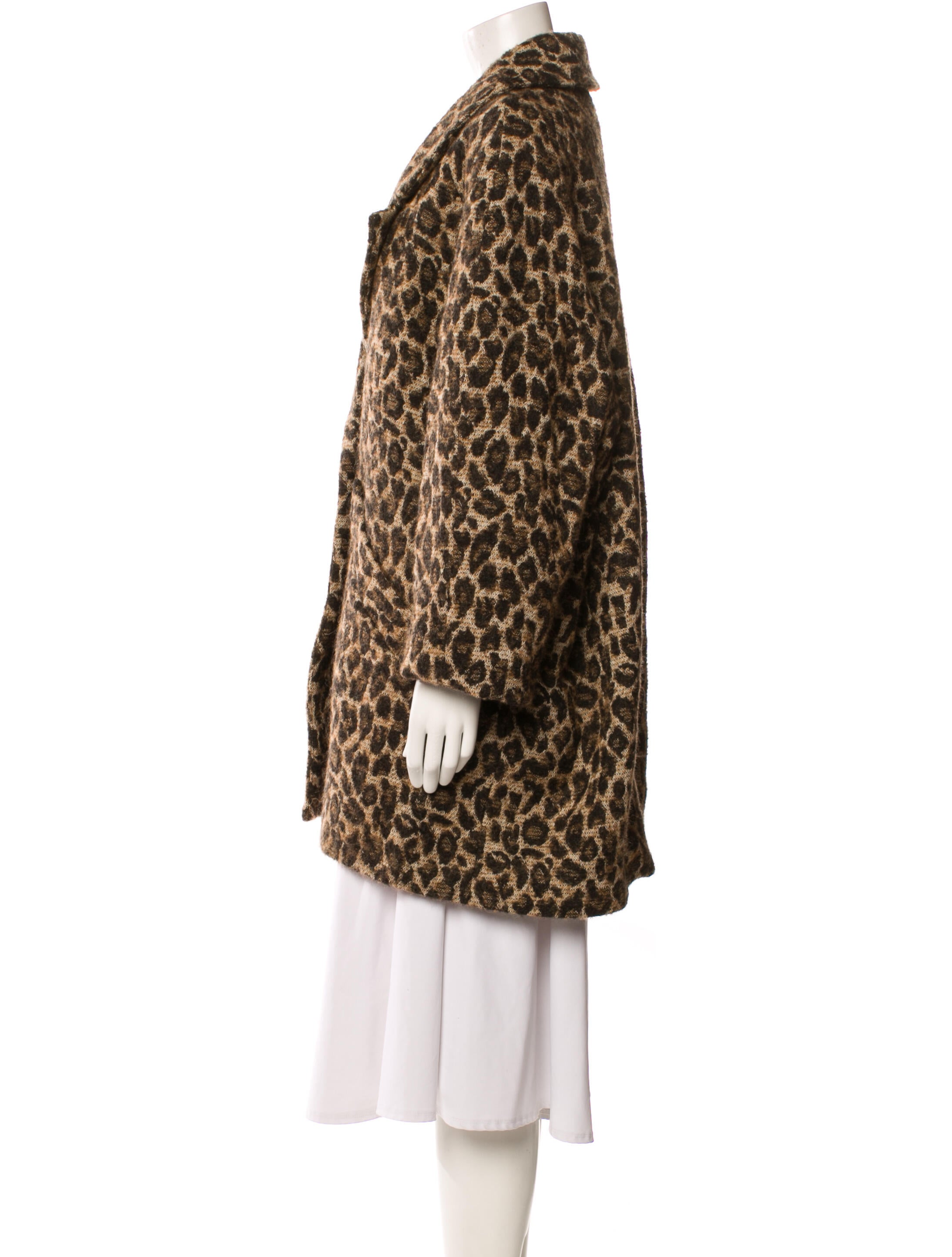 Sézane Animal Print Fur Coat