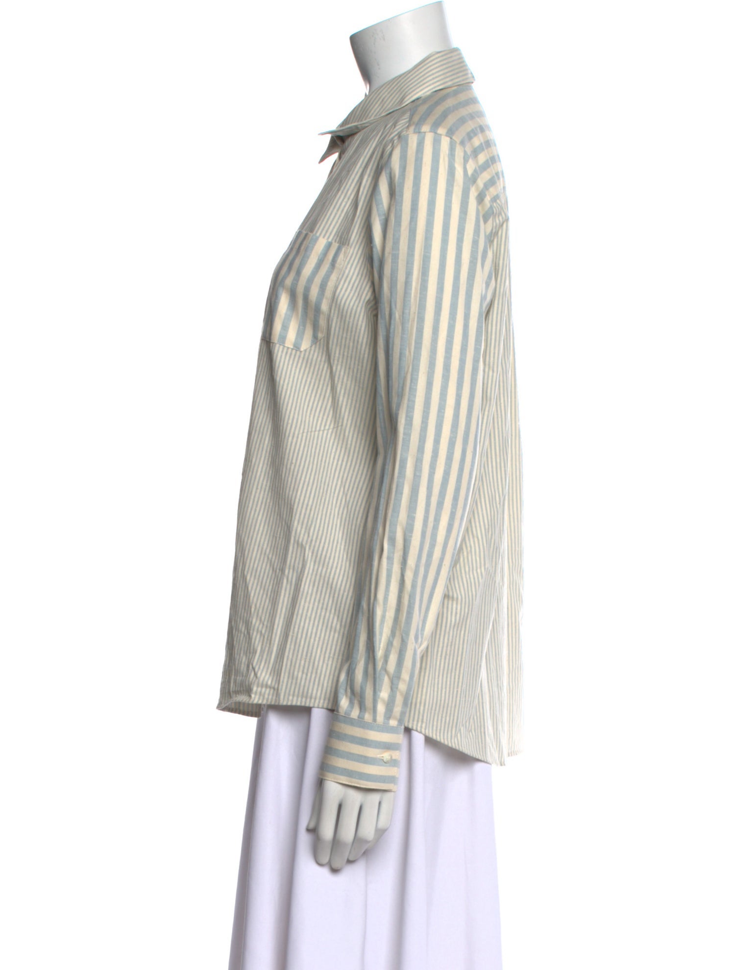 Sézane Striped Long Sleeve Button-Up Top