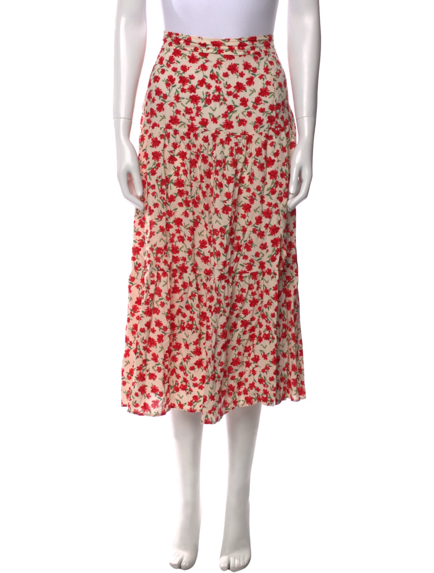 Sézane Floral Print Midi Length Skirt