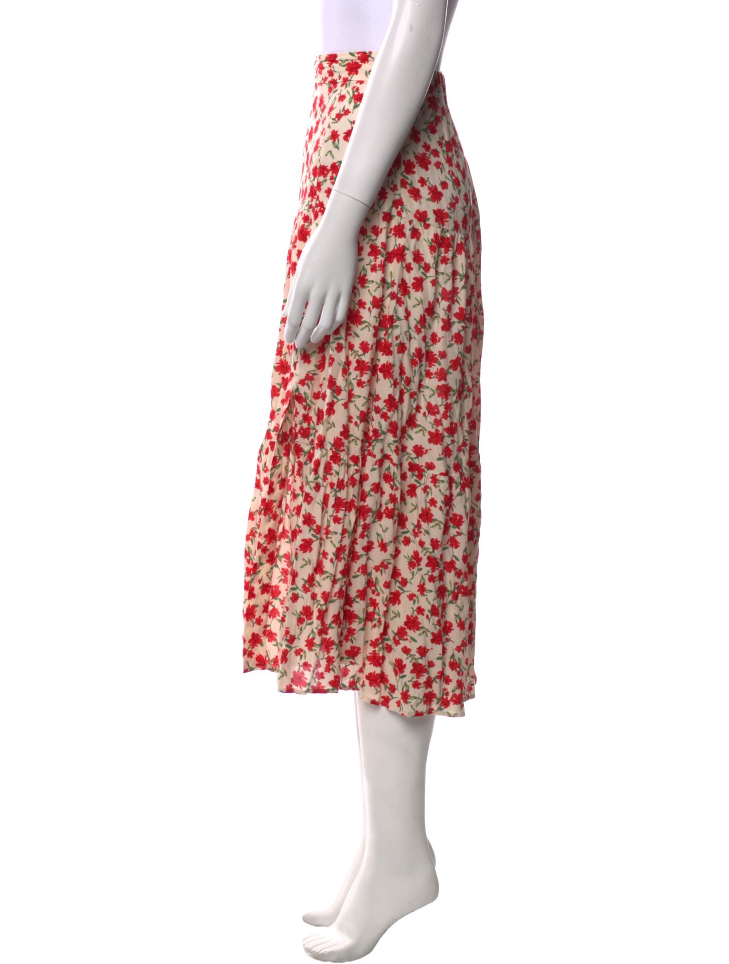 Sézane Floral Print Midi Length Skirt