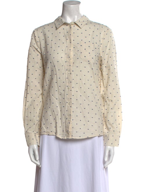 Sézane Polka Dot Print Long Sleeve Button-Up Top