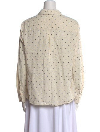 Sézane Polka Dot Print Long Sleeve Button-Up Top