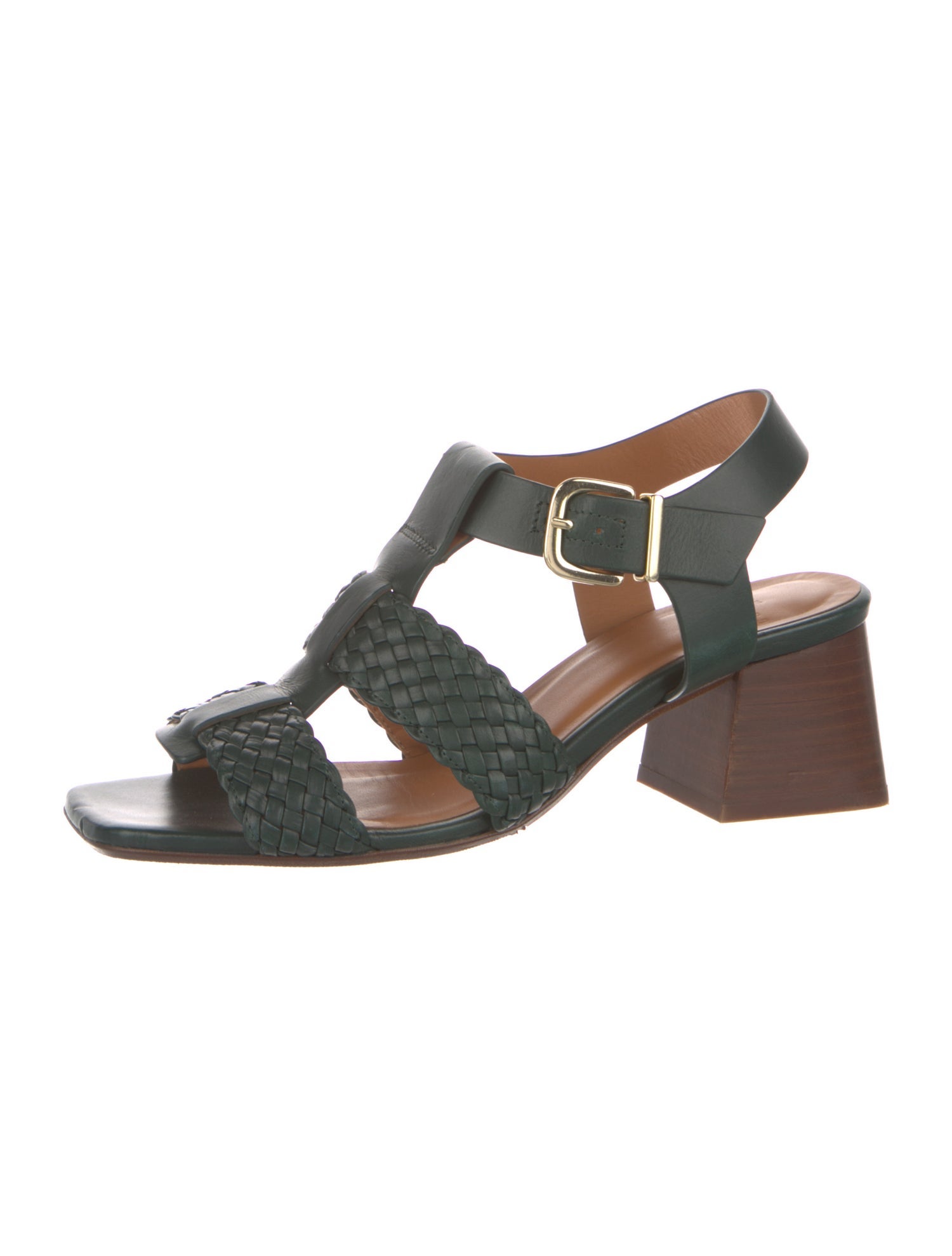 Sézane Leather T-Strap Sandals