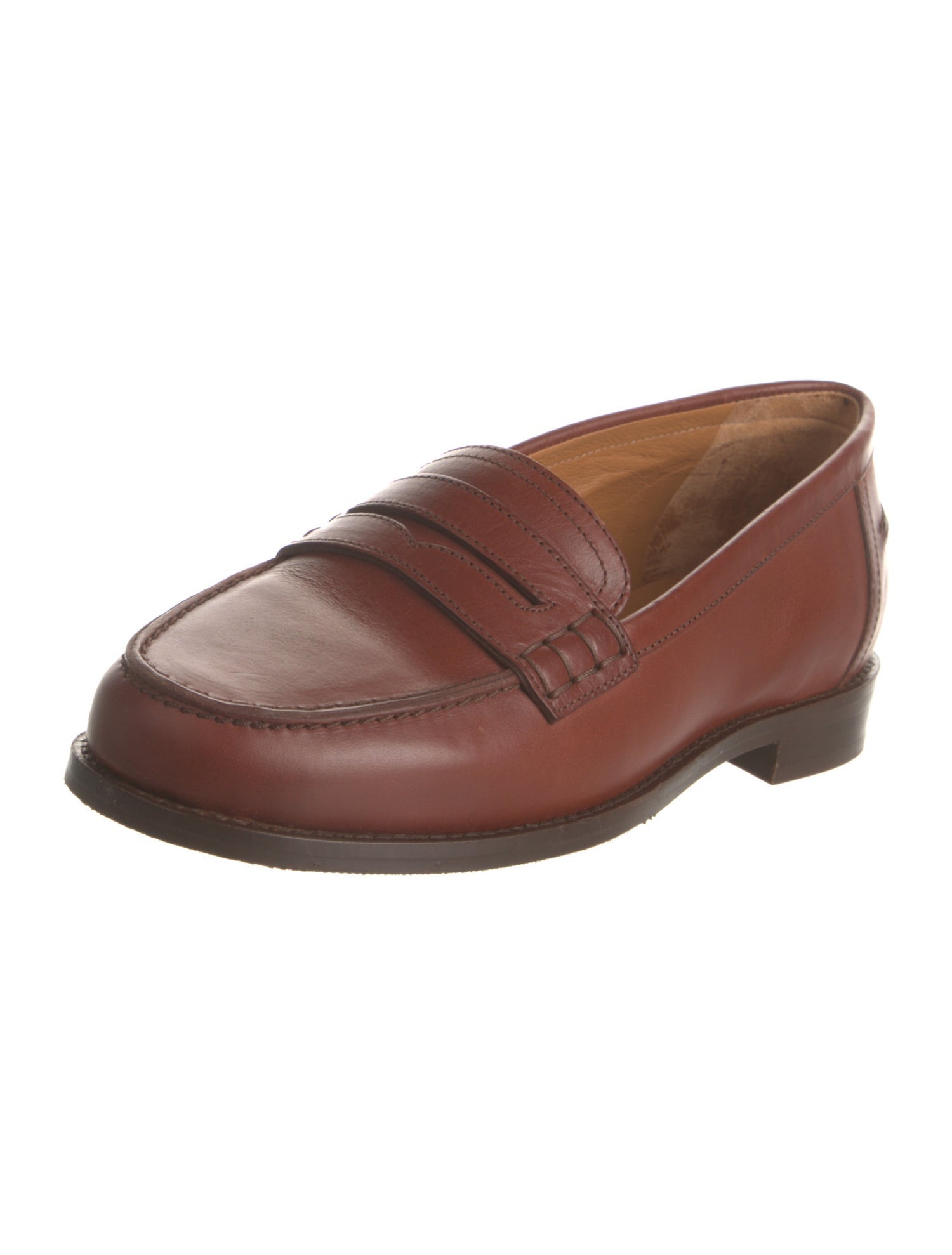 Sézane Leather Cutout Accent Loafers