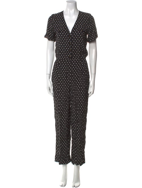 Sézane Polka Dot Print V-Neck Jumpsuit