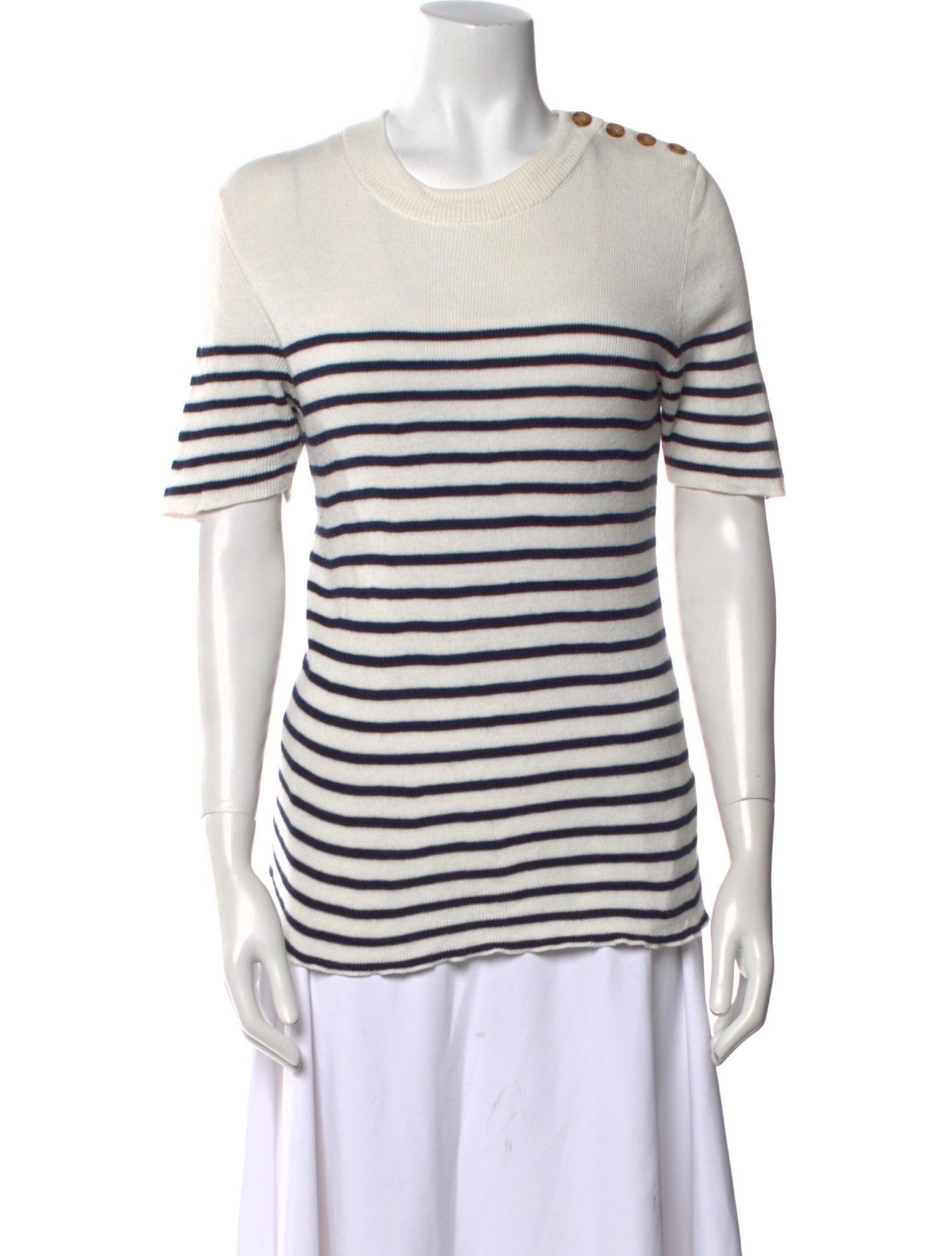 Sézane Striped Cowl Neck Sweater