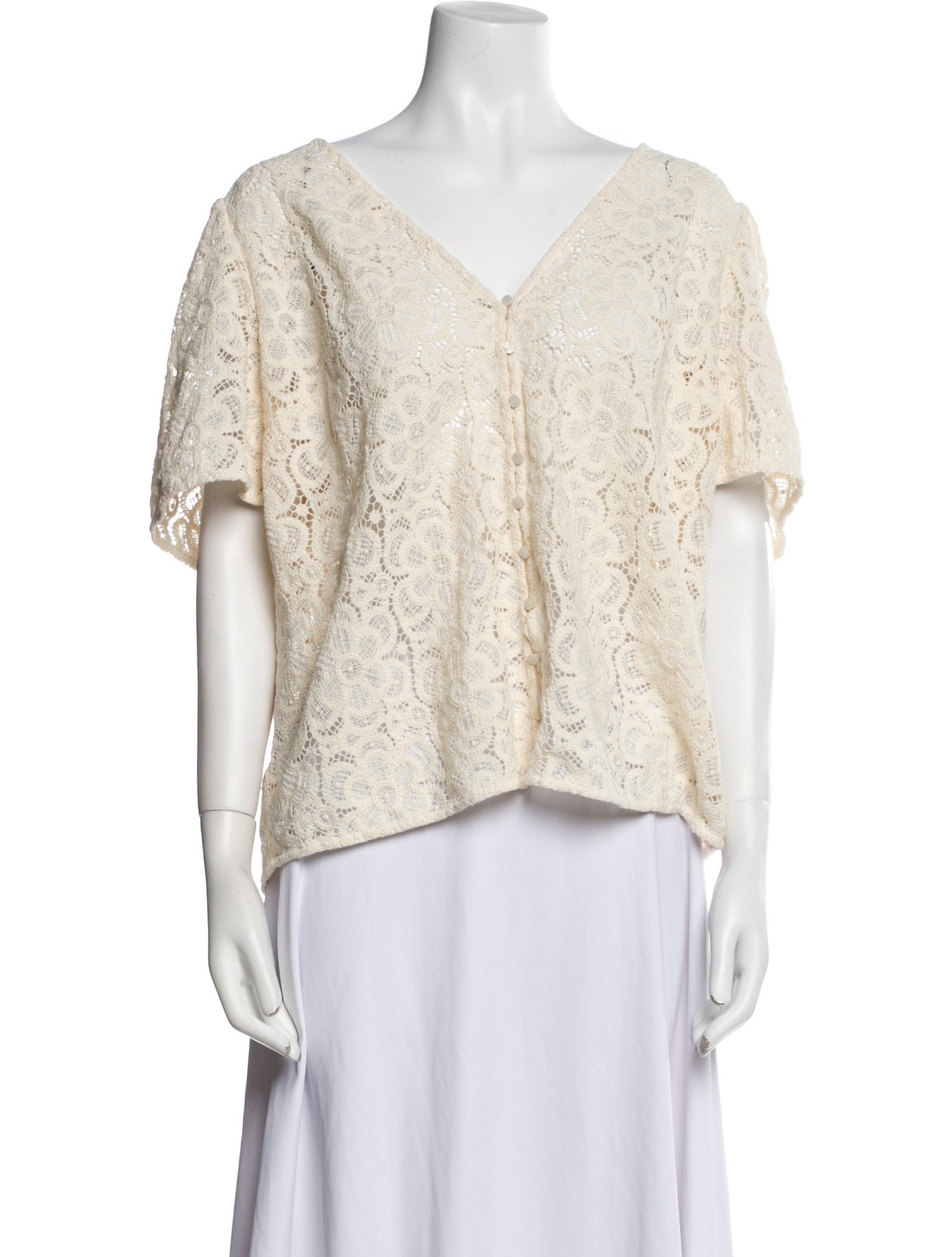 Sézane V-Neck Short Sleeve Blouse