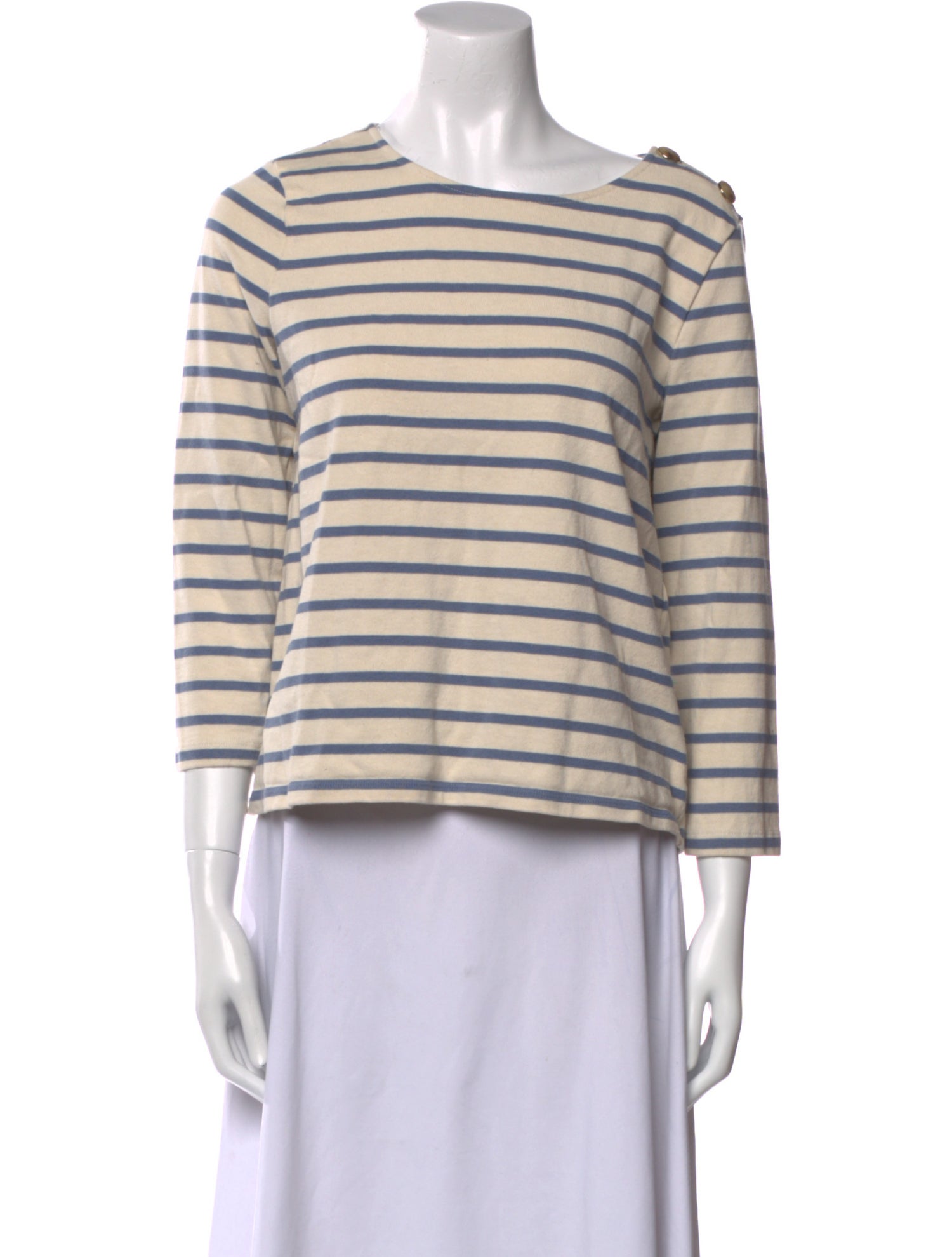 Sézane Striped Bateau Neckline Crop Top