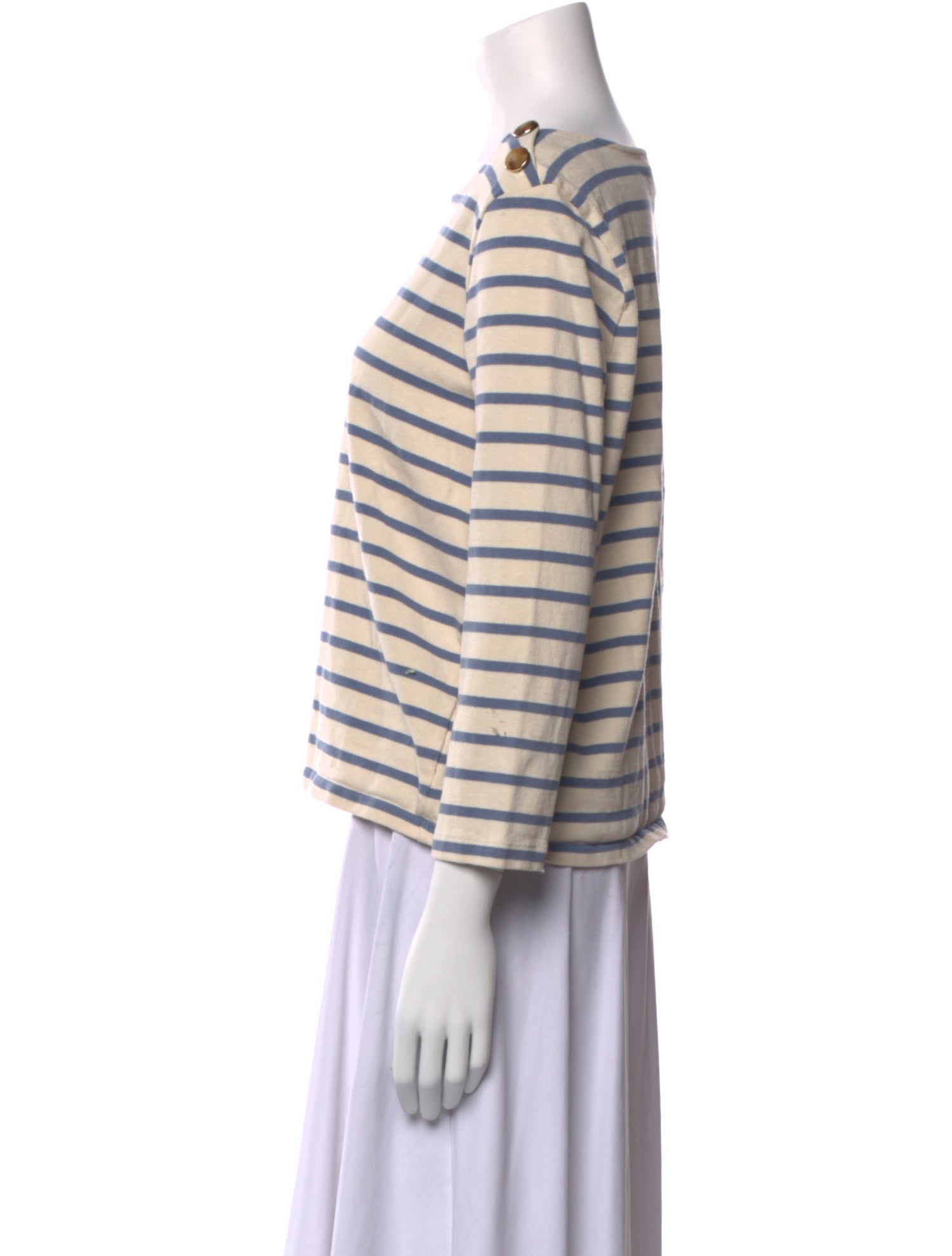 Sézane Striped Bateau Neckline Crop Top