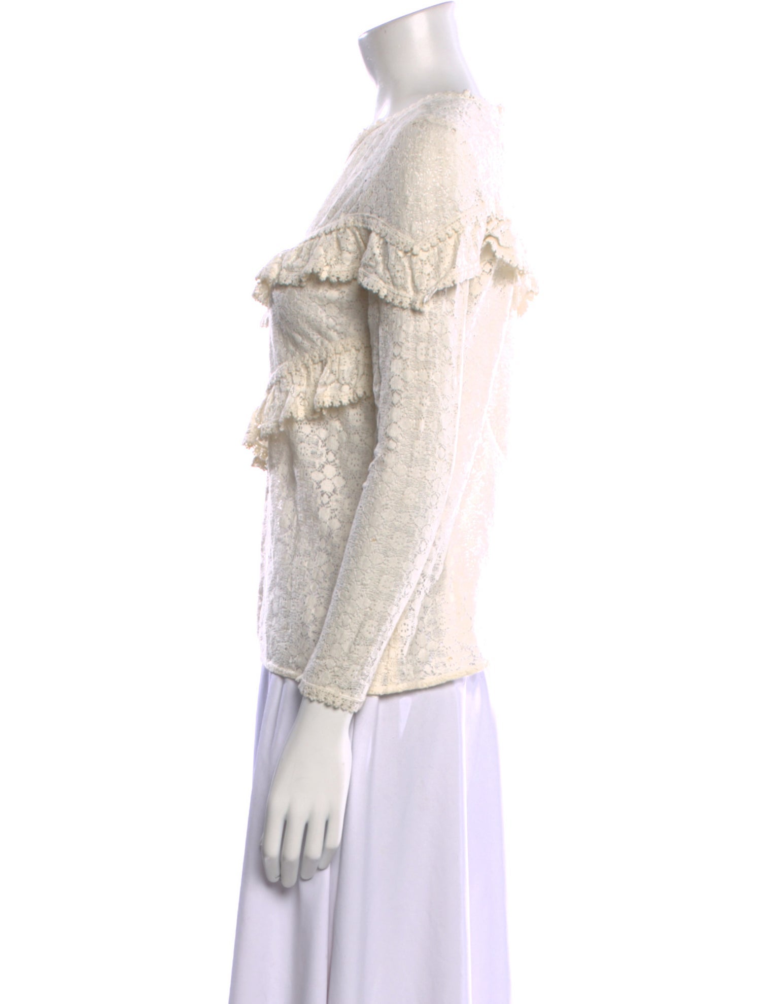 Sézane Crew Neck Long Sleeve Blouse