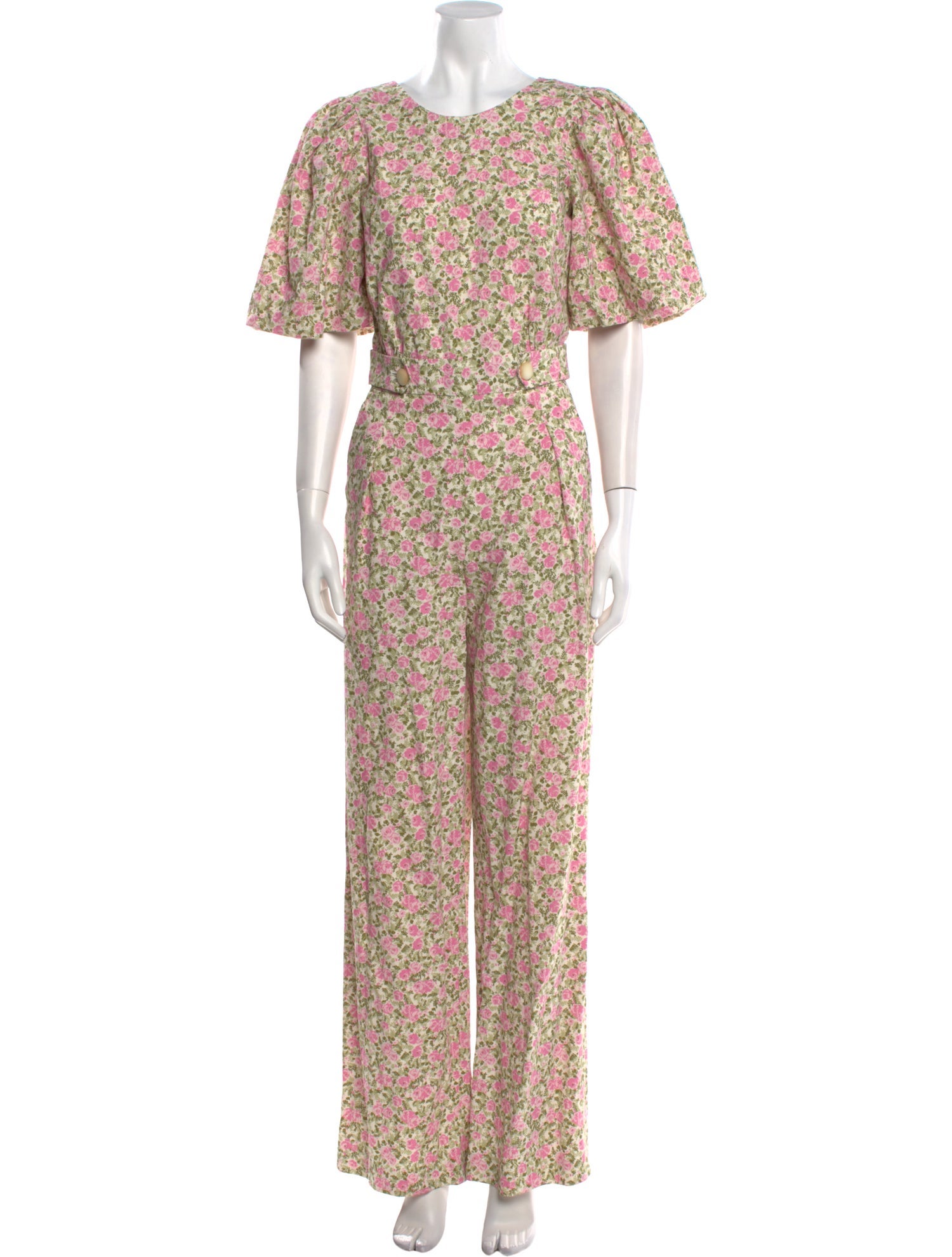 Sézane Floral Print Crew Neck Jumpsuit