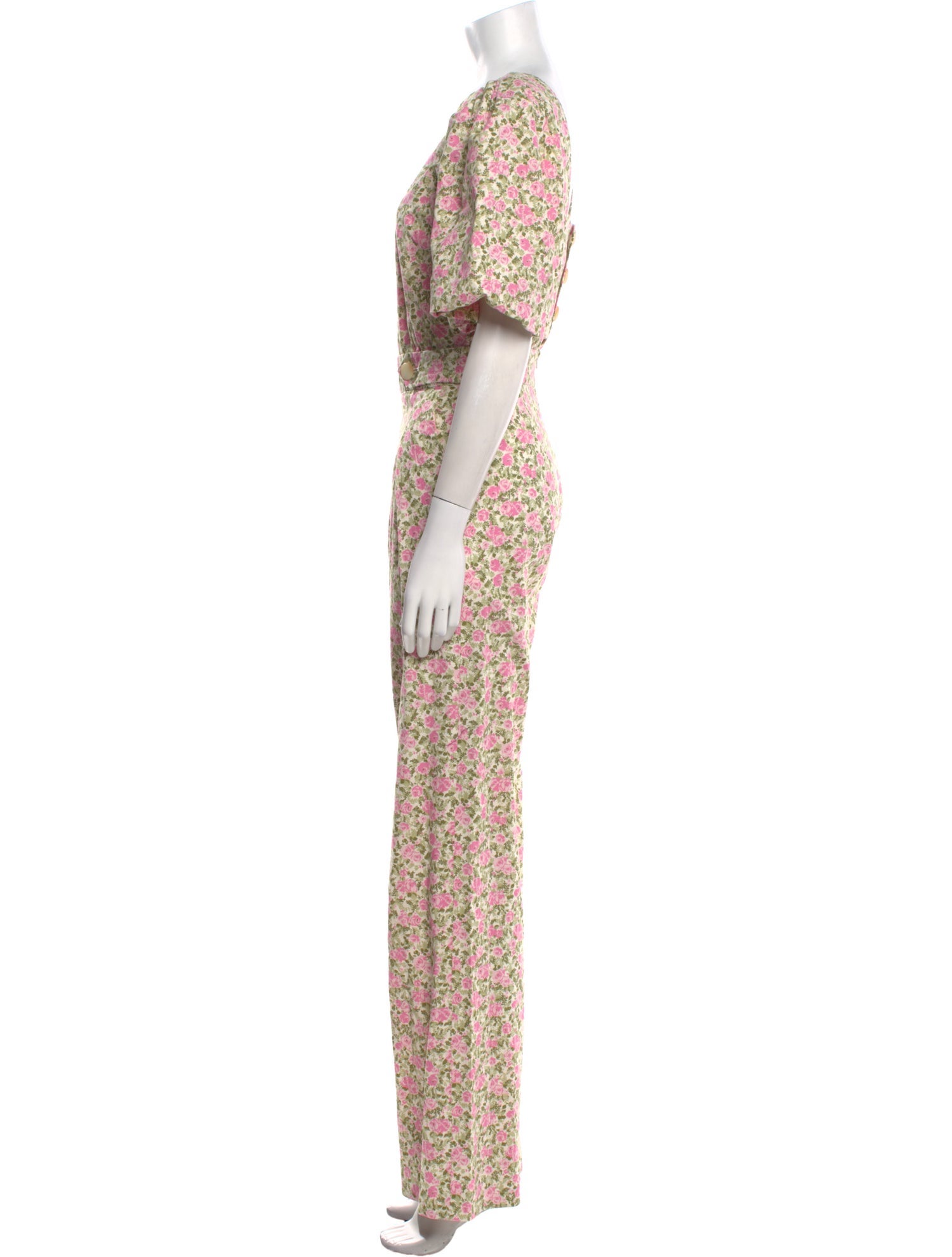 Sézane Floral Print Crew Neck Jumpsuit