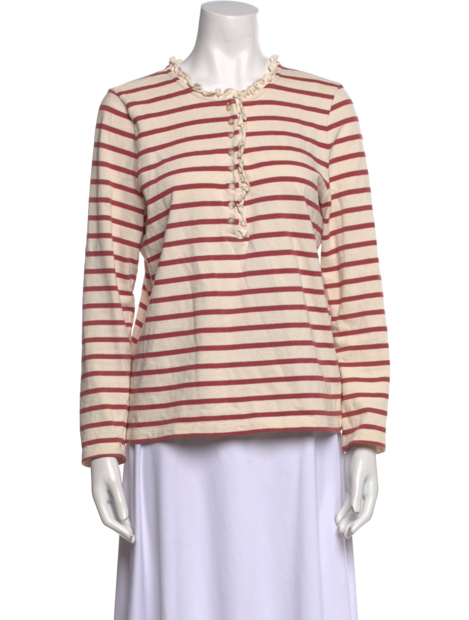 Sézane Striped Crew Neck Top