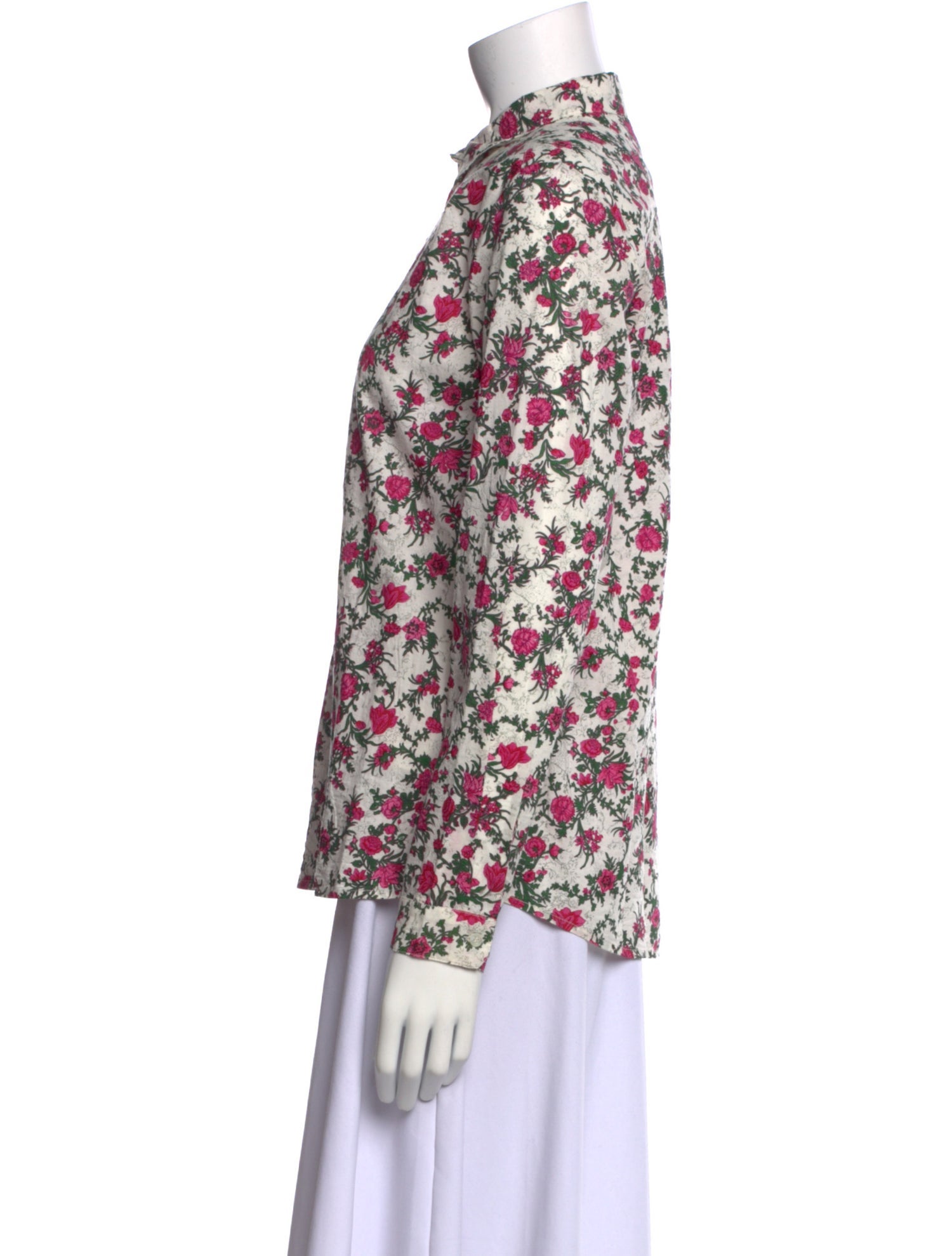 Sézane Floral Print Mock Neck Blouse