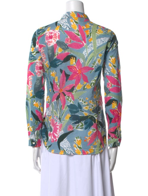 Sézane Floral Print Mock Neck Button-Up Top
