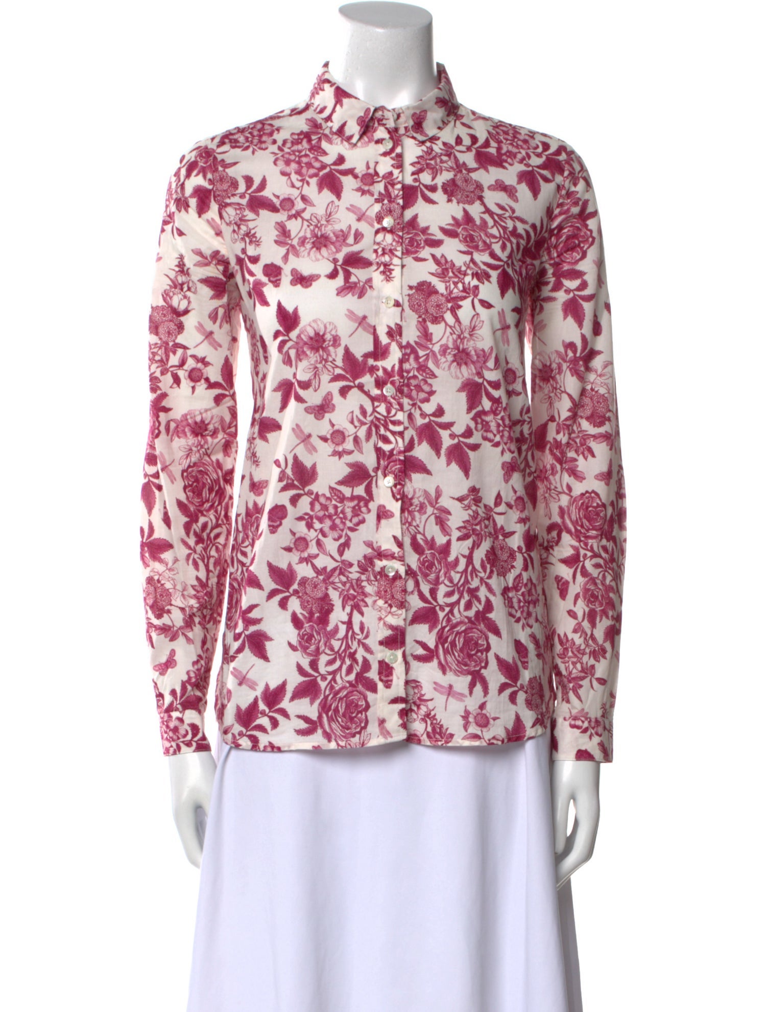 Sézane Floral Print Mock Neck Blouse