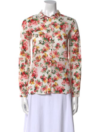 Sézane Floral Print Long Sleeve Button-Up Top