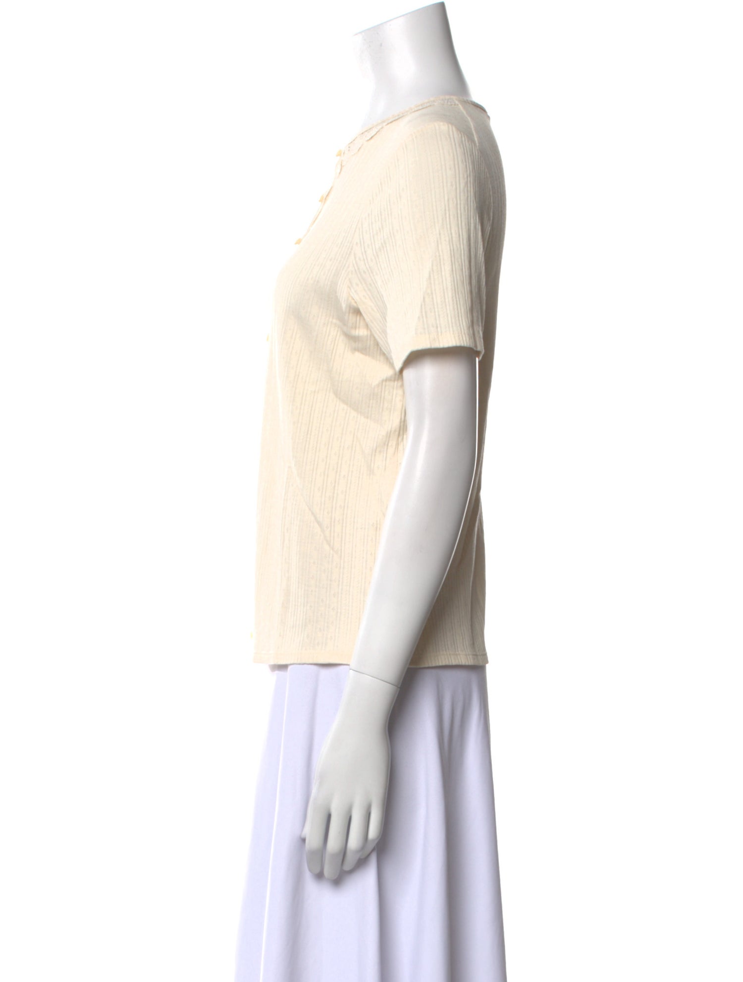 Sézane Crew Neck Short Sleeve Button-Up Top w/ Tags