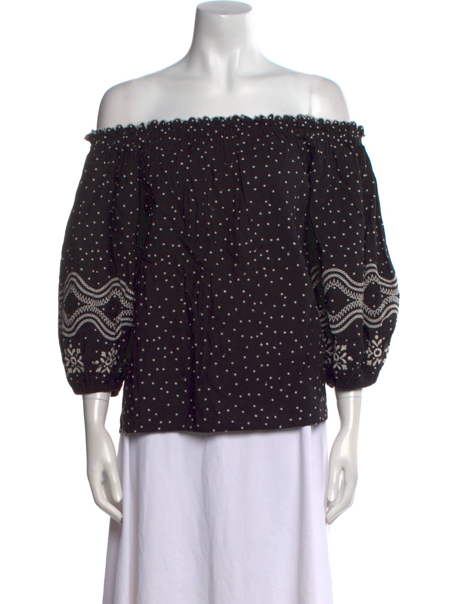 Sézane Polka Dot Print Off-The-Shoulder Blouse w/ Tags