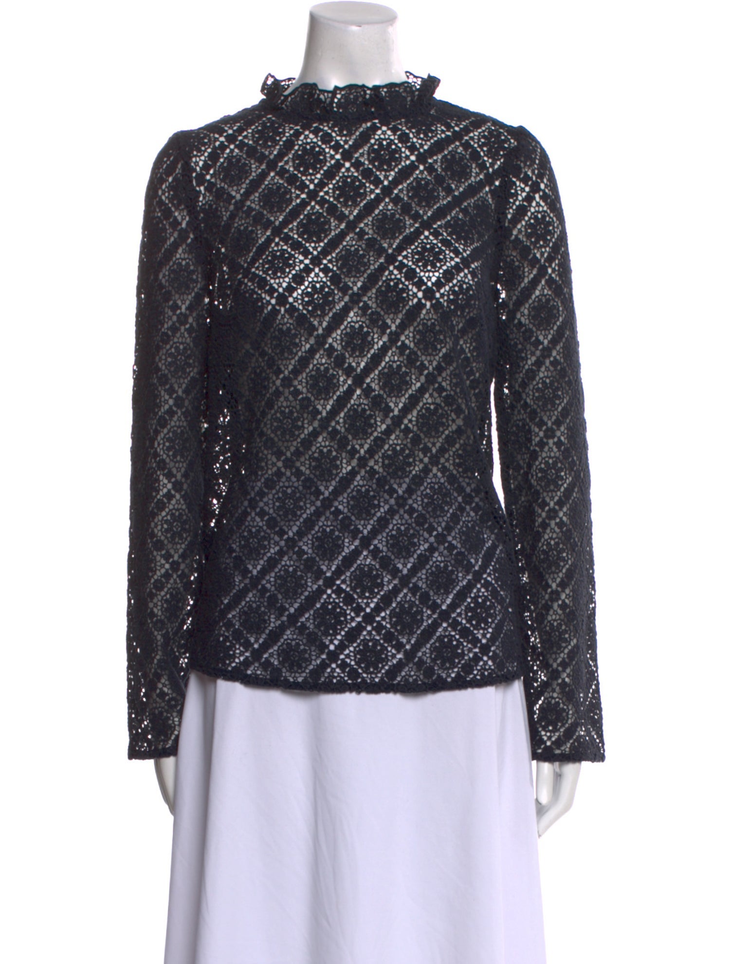 Sézane Plaid Print Mock Neck Blouse w/ Tags