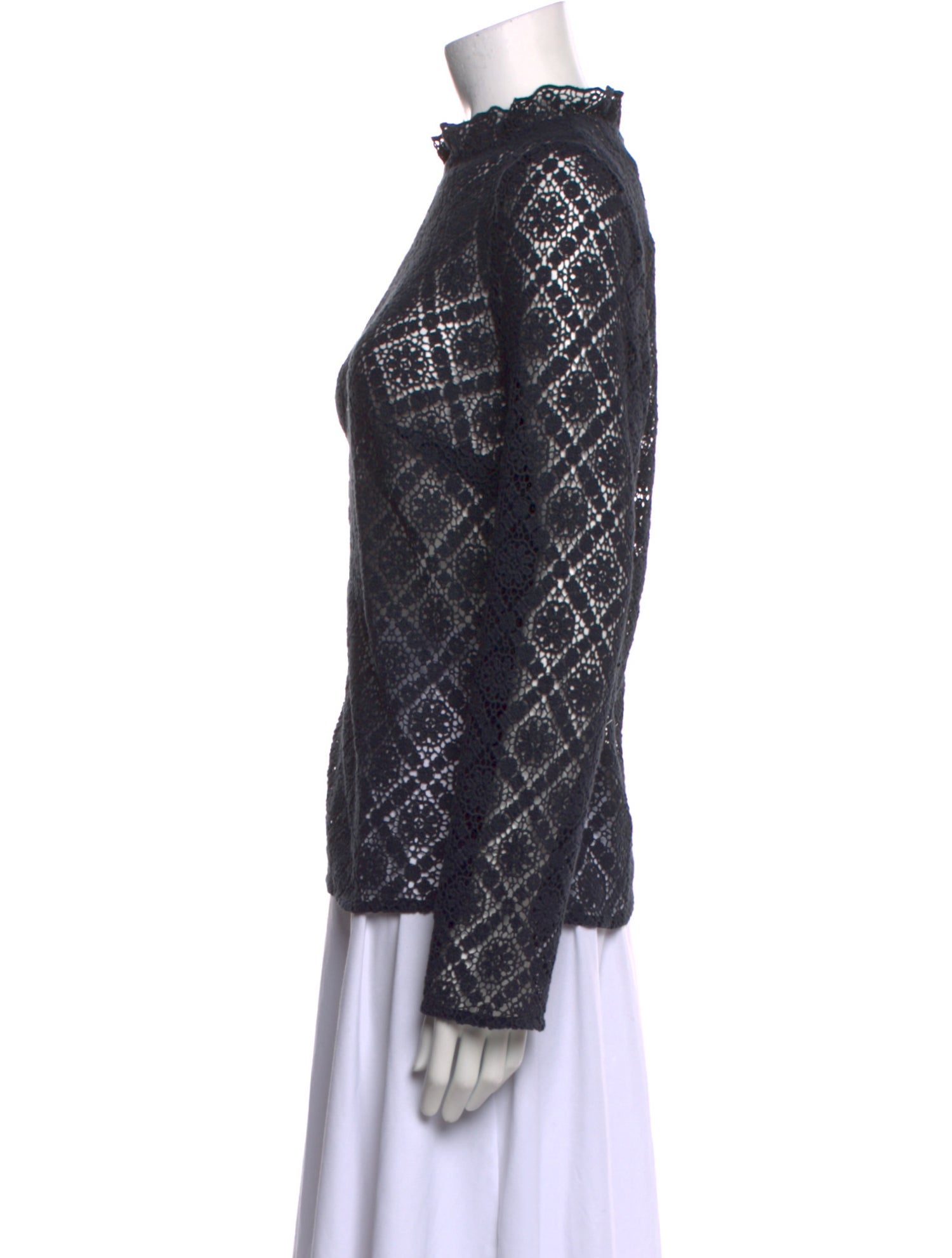 Sézane Plaid Print Mock Neck Blouse w/ Tags