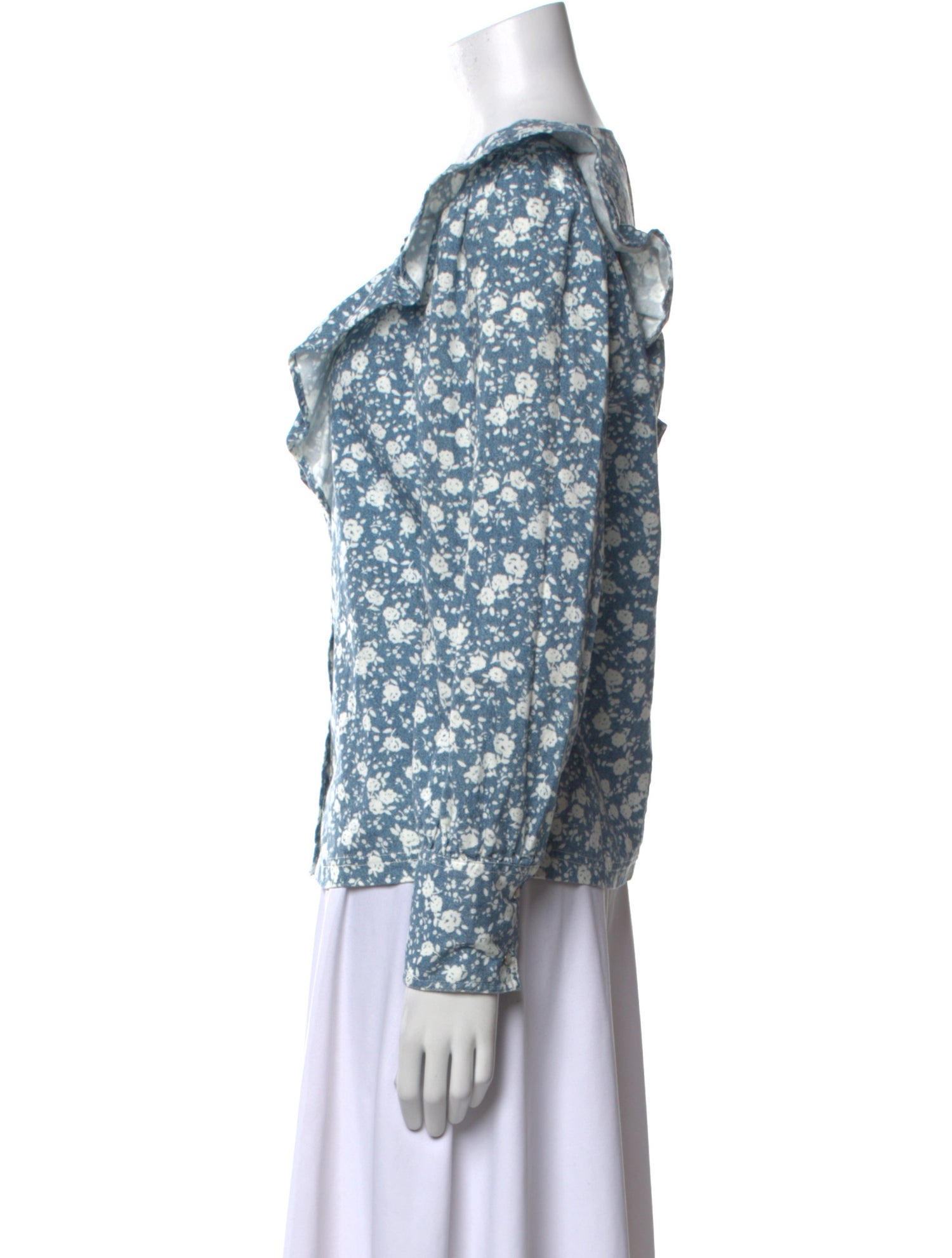 Sézane Floral Print Crew Neck Blouse