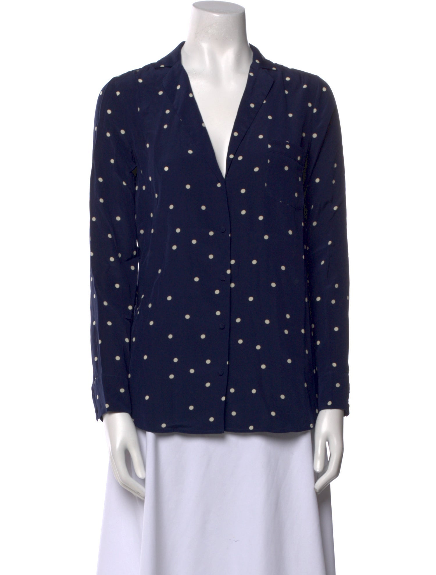 Sézane Printed V-Neck Button-Up Top