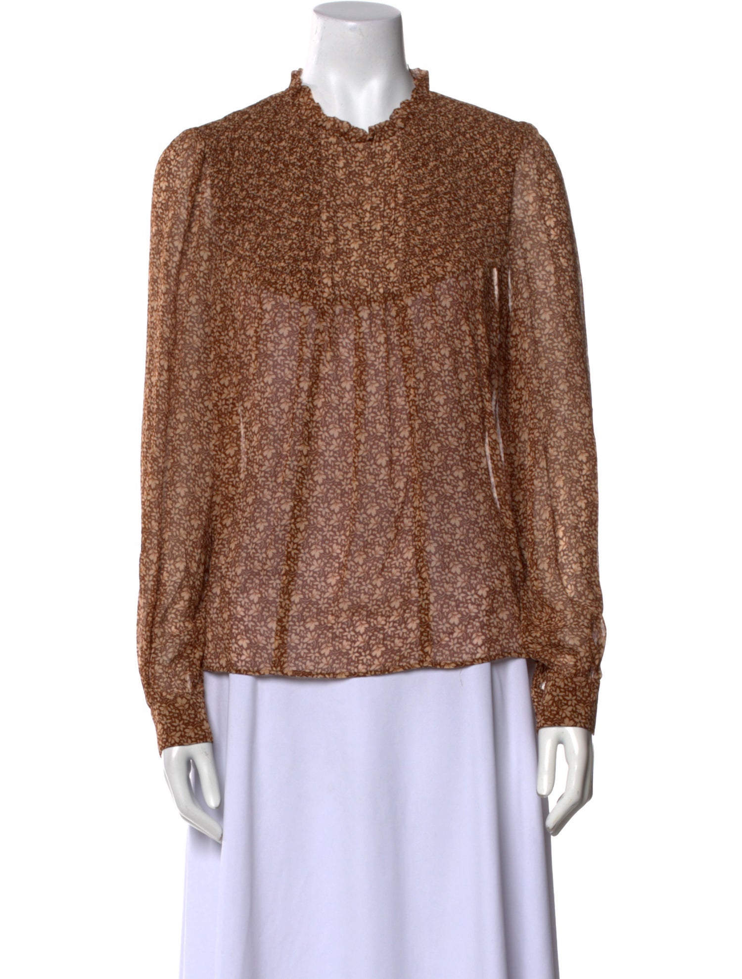 Sézane Printed Mock Neck Blouse