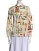 Sézane Printed Long Sleeve Button-Up Top