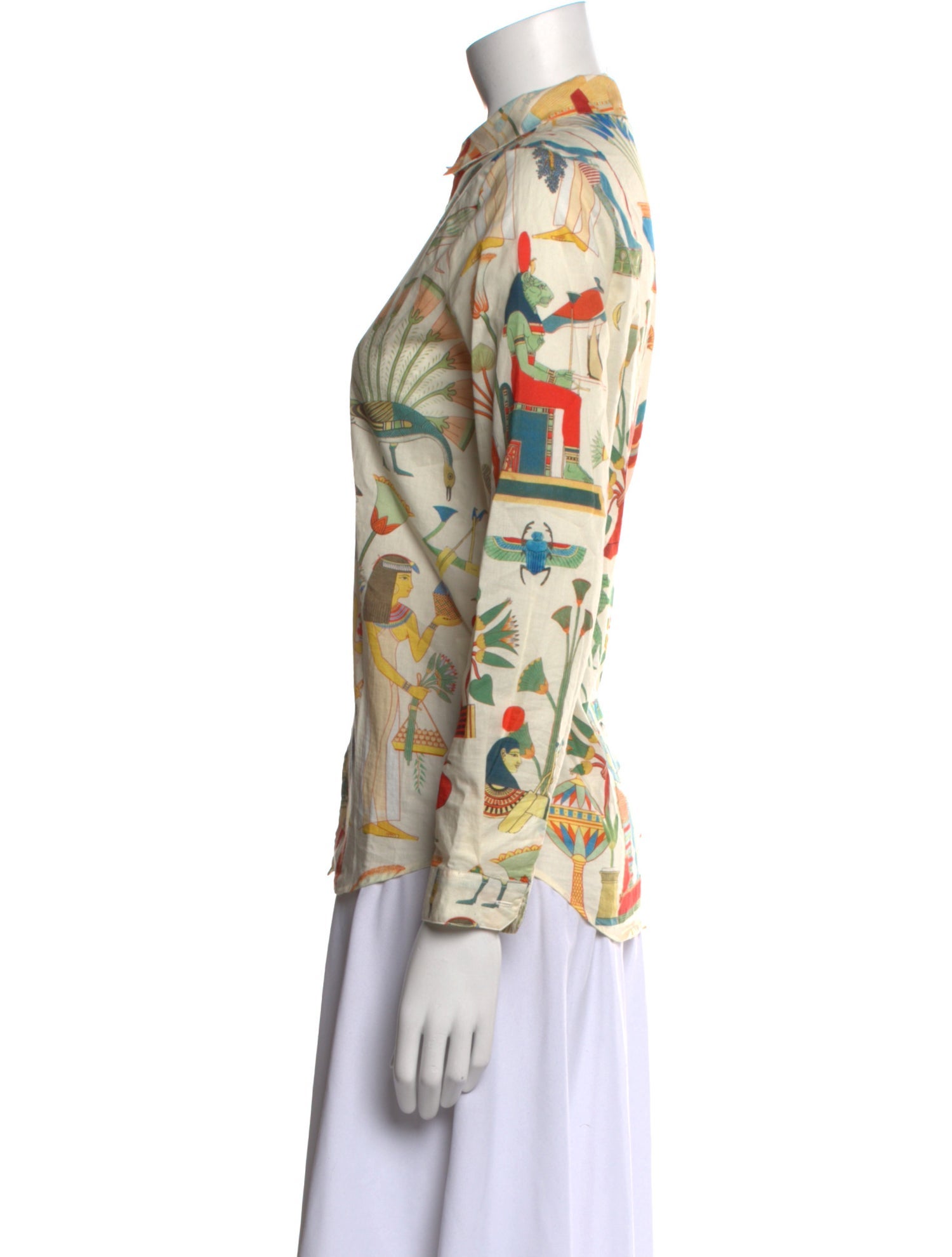 Sézane Printed Long Sleeve Button-Up Top