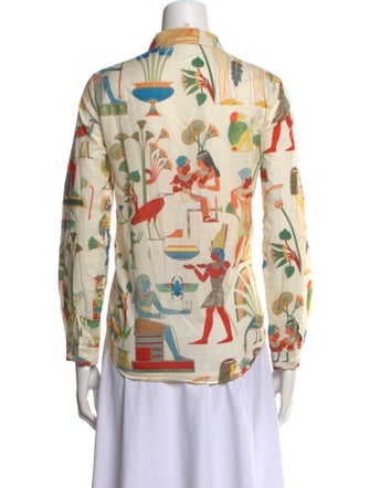 Sézane Printed Long Sleeve Button-Up Top