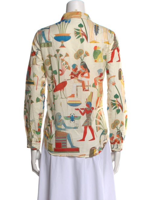 Sézane Printed Long Sleeve Button-Up Top