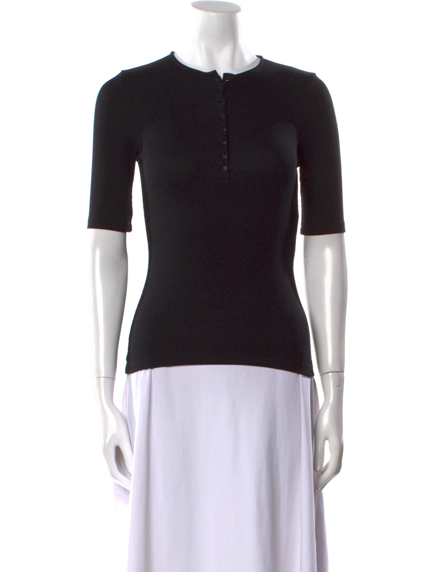 Sézane Crew Neck Short Sleeve Polo