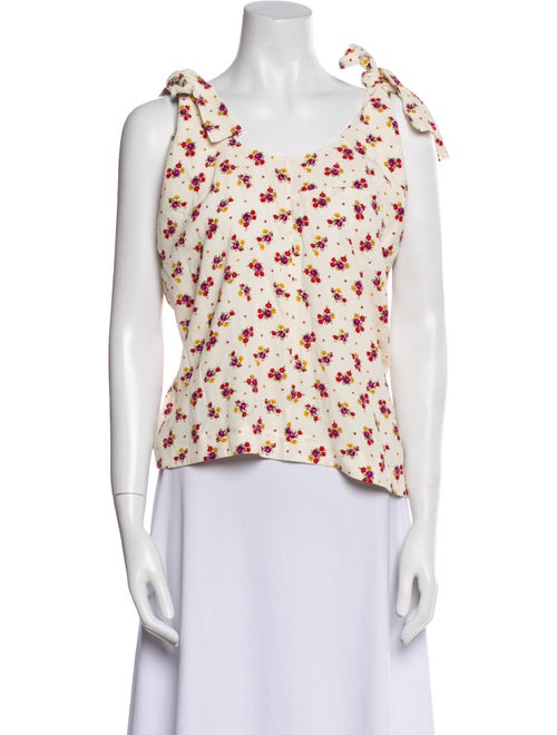 Sézane Floral Print Scoop Neck Crop Top