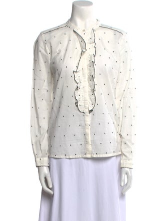 Sézane Polka Dot Print Long Sleeve Button-Up Top