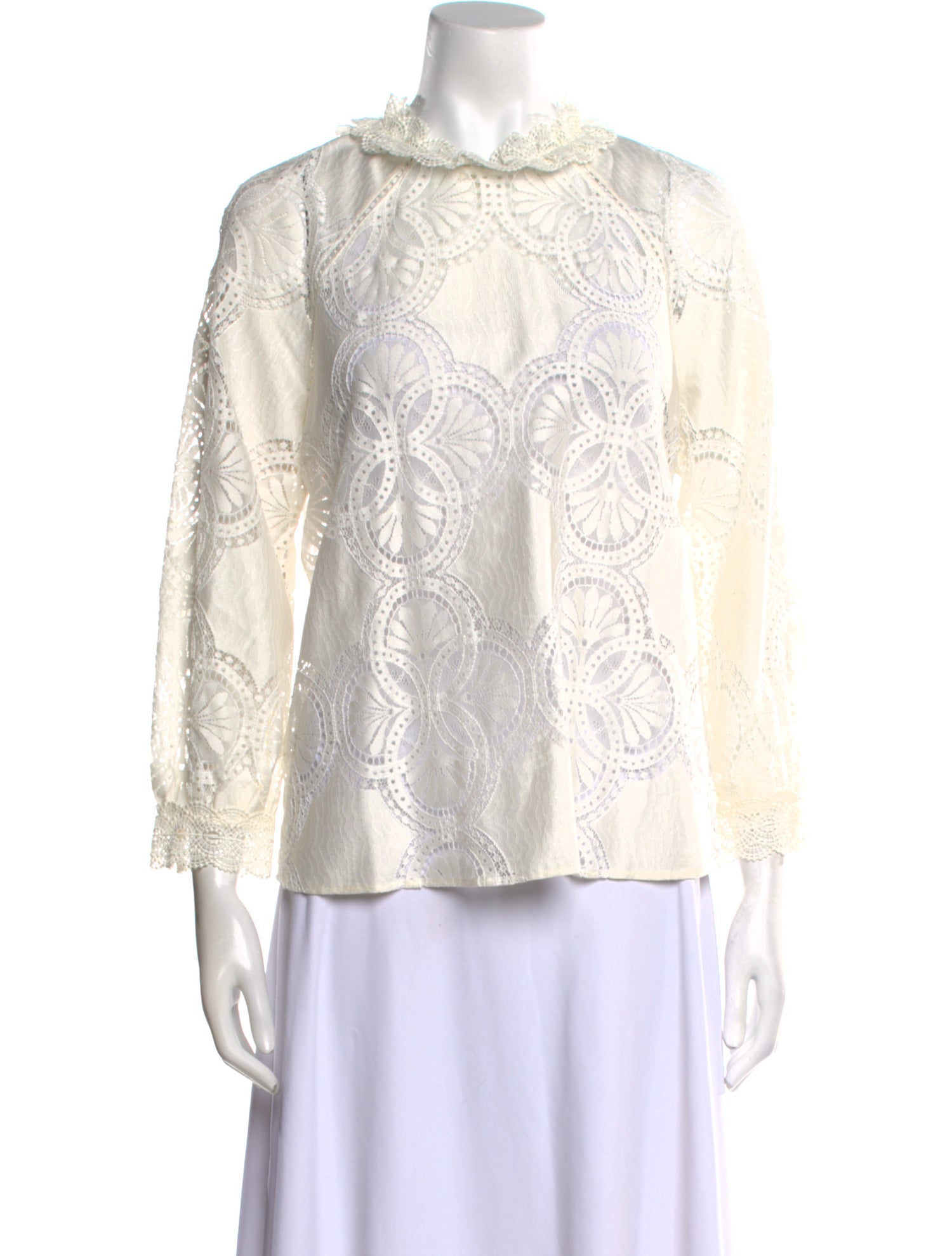 Sézane Lace Pattern Mock Neck Blouse w/ Tags