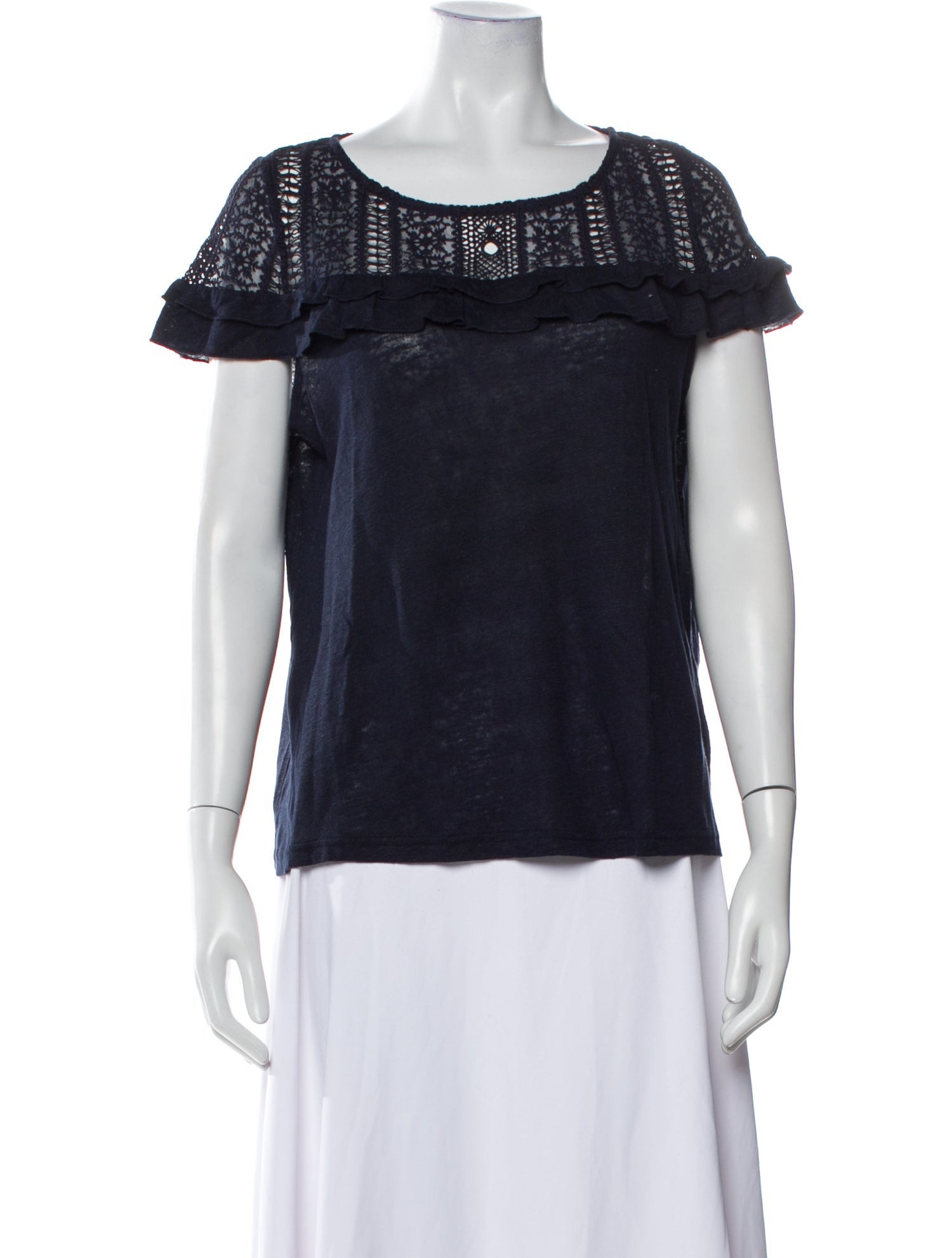 Sézane Linen Bateau Neckline Blouse